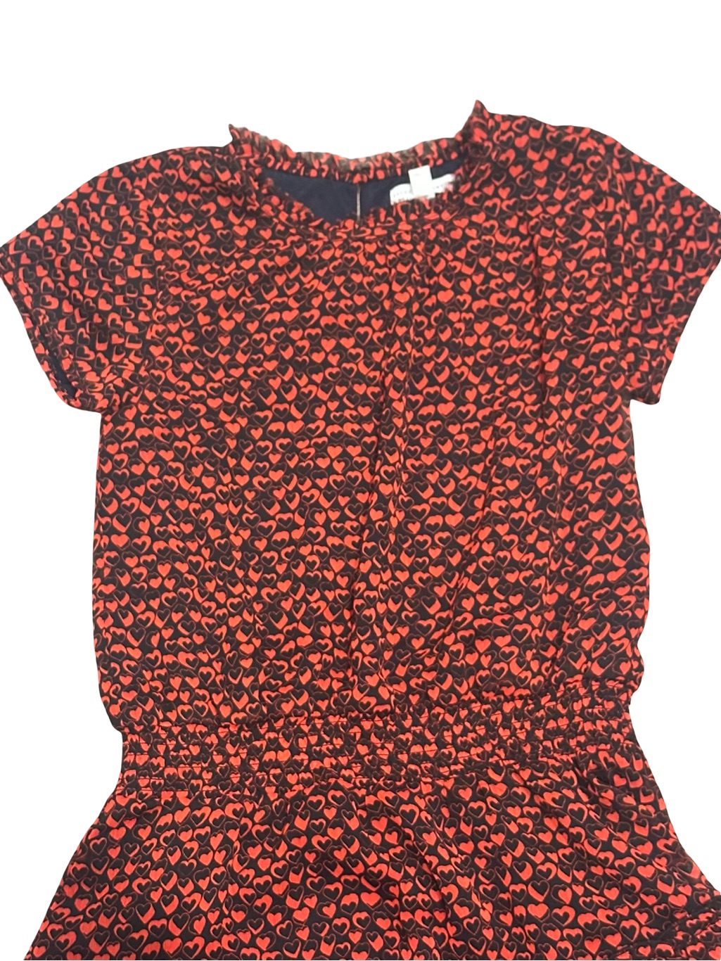 Euc Rockets Of Awesome Girls Size 10 Navy And Red Heart Print Tiered Dress — image 3 of 3